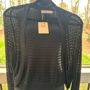 Black Open Knit Women’s Sweater Cardigan